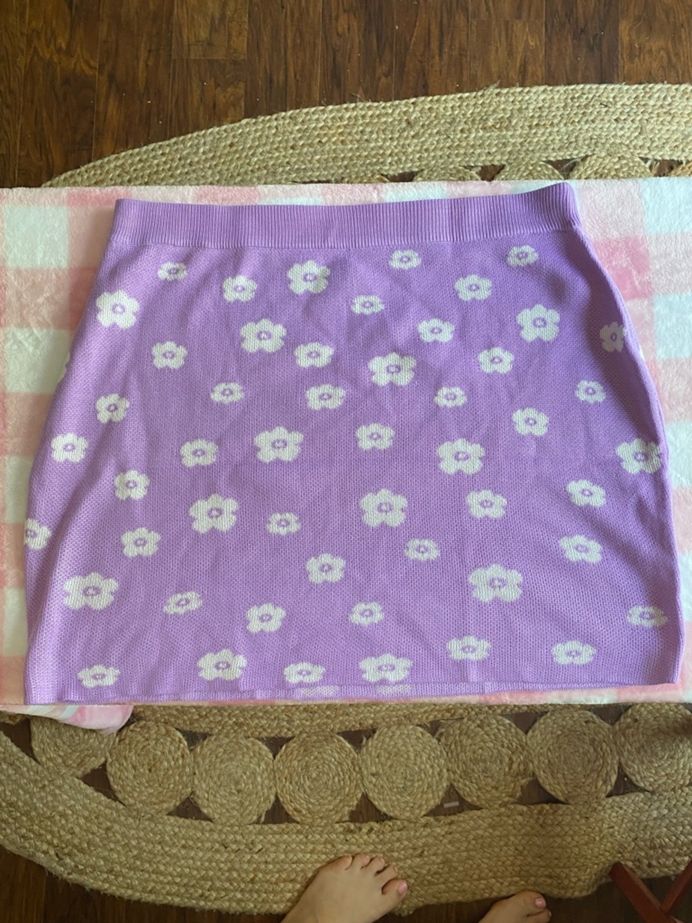 Purple flower bodycon mini skirt